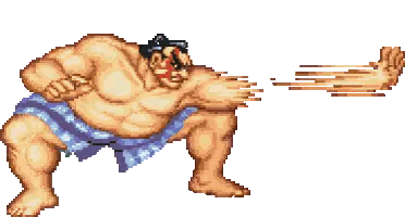 Pixel Art Sumo Wrestler Holding Rope