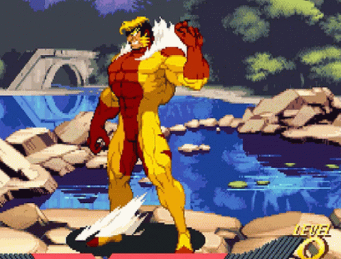 Pixel Art Superhero Level Text GIF