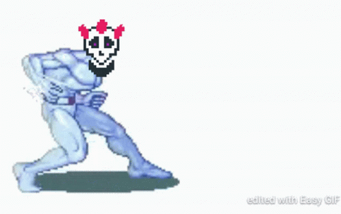 Pixel Art Superhero With Skull and Hearts