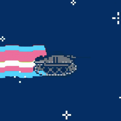 Pixel Art Tank With Transgender Flag GIF