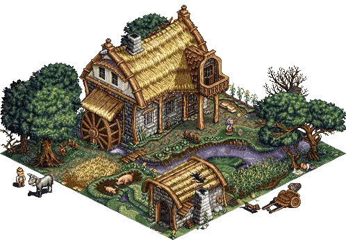 Pixel Art Thatched Roof House