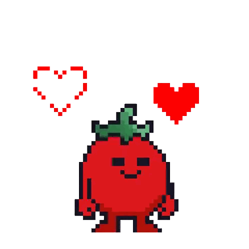 Pixel Art Tomato With Hearts
