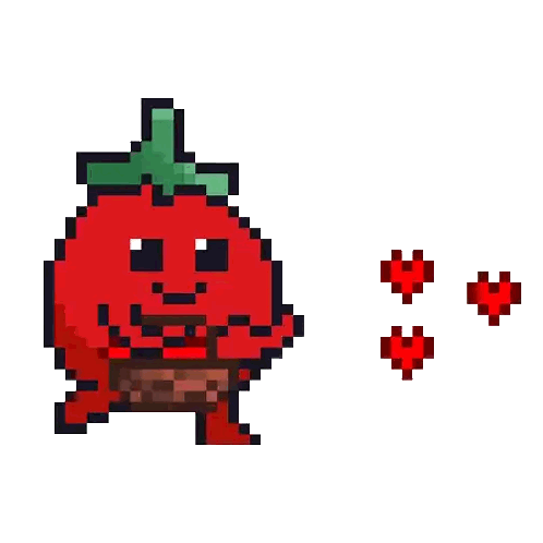 Pixel Art Tomato With Hearts