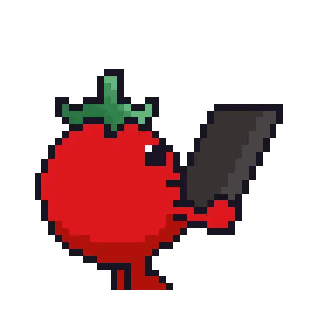 Pixel Art Tomato With Knife