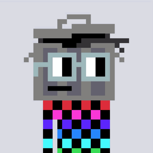 Pixel Art Trash Can With Bow Tie GIF