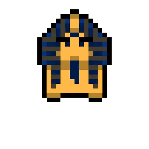 Pixel Art Treasure Chest with Red and Blue Blocks