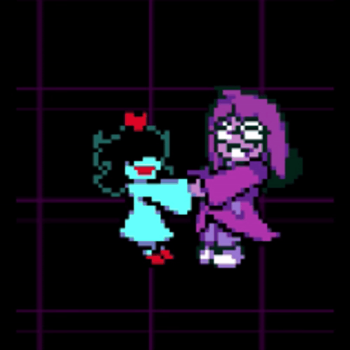 Pixel Art Two Girls Dancing Video Game GIF