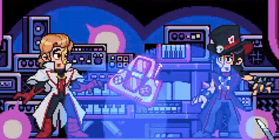 Pixel Art Two Men Fighting In Room GIF