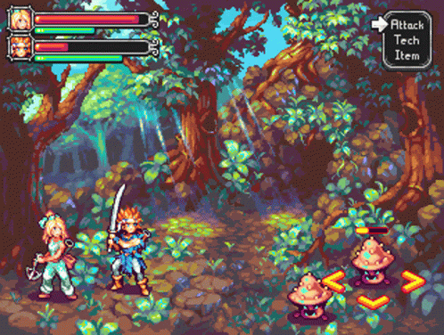 Pixel Art Video Game With Attack Tech Item Button