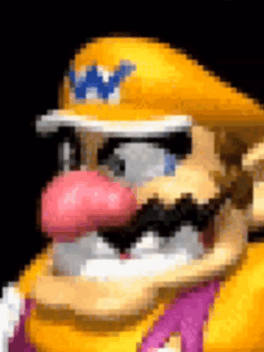 Pixel Art Wario Yellow Hat Sunglasses Pink Nose GIF