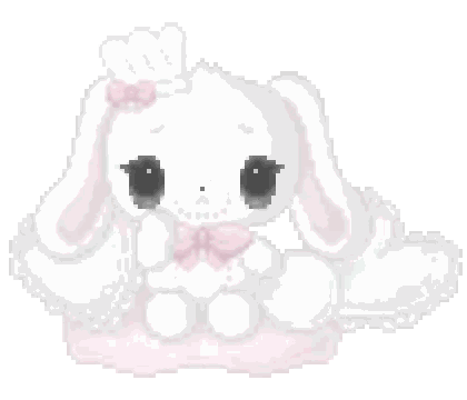 Pixel Art White Bunny With Pink Bow