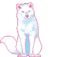 Pixel Art White Dog With Pink Ears