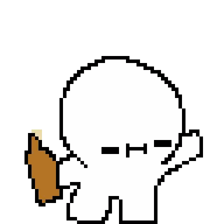 Pixel Art White Elephant Holding Stick