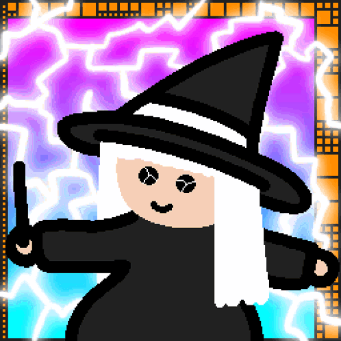 Pixel Art Witch With White Hair GIF