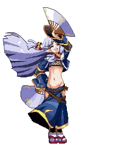 Pixel Art Woman Holding Fan