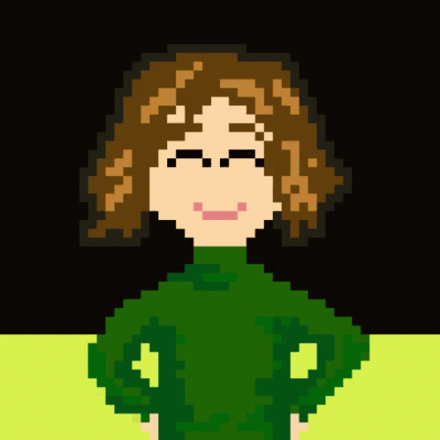 Pixel Art Woman in Green Turtleneck