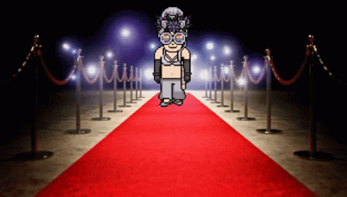 Pixel Art Woman Walking Down Red Carpet