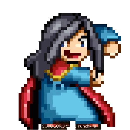 Pixel Art Woman with Red Cape Gorogoro