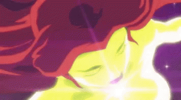 Pixel Art Woman With Red Hair Yellow And Purple Background GIF