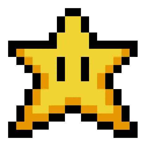 Pixel Art Yellow Star with Black Squares