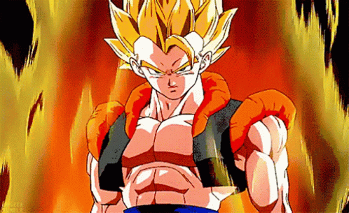 Pixel Gogeta Dragon Ball Z Fire Background GIF