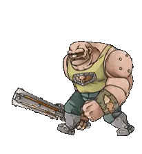Pixel Man With Large Sword