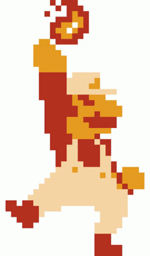 Pixel Mario Holding Fire Up GIF
