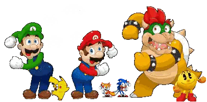 Pixel Mario Luigi Sonic Pacman