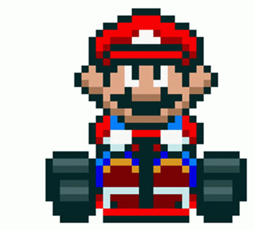 Pixel Mario Riding Cart GIF
