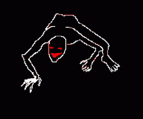 Pixel Monster With Red Eyes and Claws