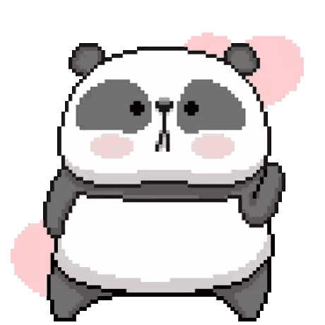 Pixel Panda with Pink Hearts
