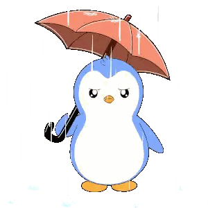 Pixel Penguin Holding Umbrella