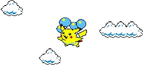 Pixel Pikachu Holding Balloons