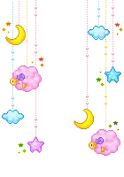 Pixel Sheep Sleeping on Cloud with Moon and Stars