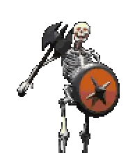 Pixel Skeleton With Axe And Shield