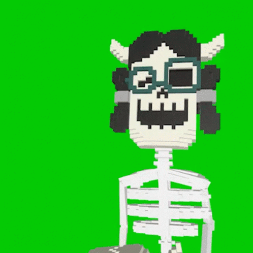 Pixel Skeleton With Glasses and Helmet