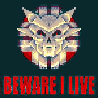 Pixel Skull Beware I Live