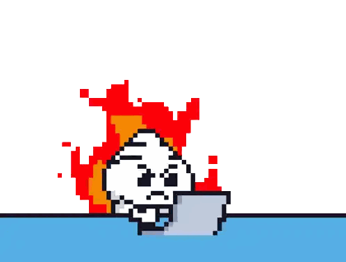 Pixel Skull with Flames
