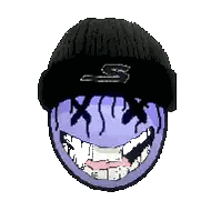 Pixel Smiley Face Wearing Black Hat with S