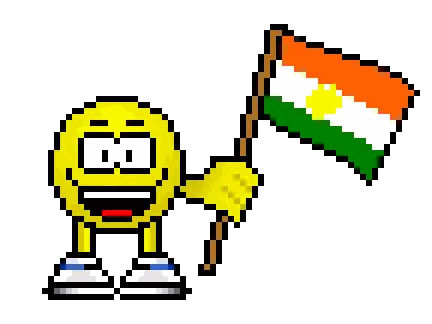 Pixel Smiley Holding Kurdish Flag