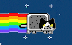 Pixelated Black And White Neon Cat GIF