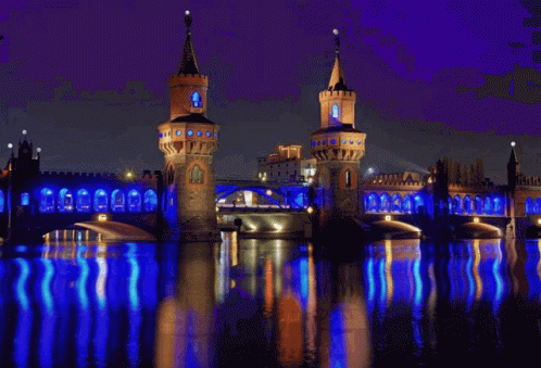 Pixelated Bridge With Red Sky GIF