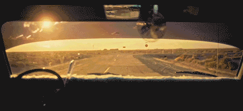 Pixelated Car Windshield With Sun Shining Through GIF