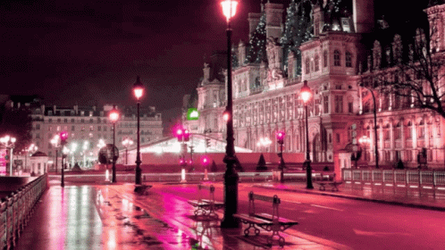 Pixelated City Street At Night GIF
