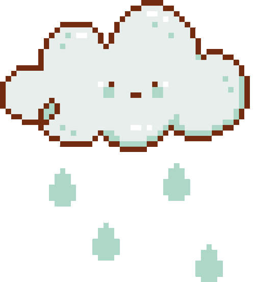 Pixelated Cloud Rain Falling GIF