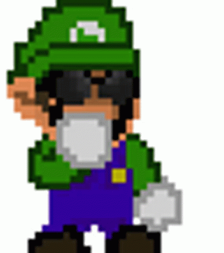 Pixelated Dancing Luigi With Glasses Arms Up Down GIF