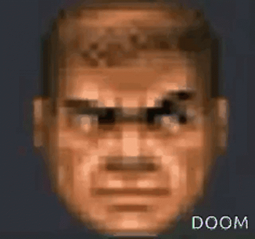 Pixelated Doom Man Face