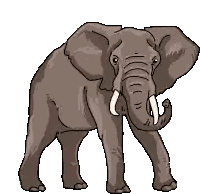 Pixelated Elephant with Tusks