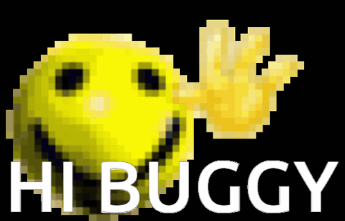 Pixelated Emoticon Waving Hi Buggy GIF