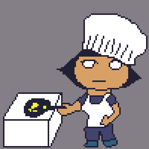 Pixelated Girl Chef Cooking Egg Dog GIF